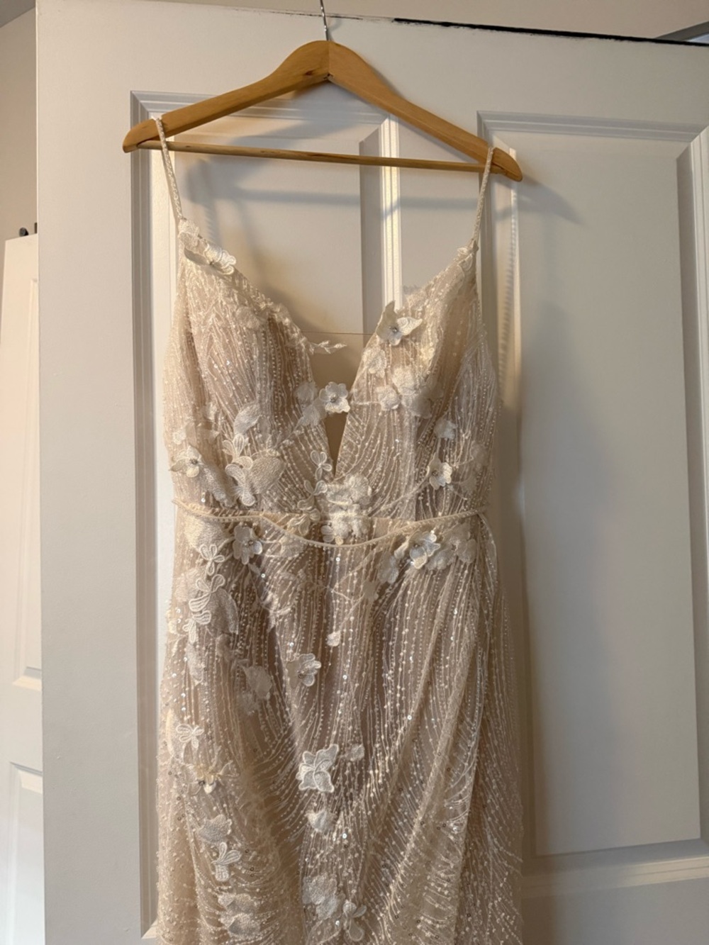 Beaded Floral Wedding Dress Ivory Nude Altered 12 to 8 Boho